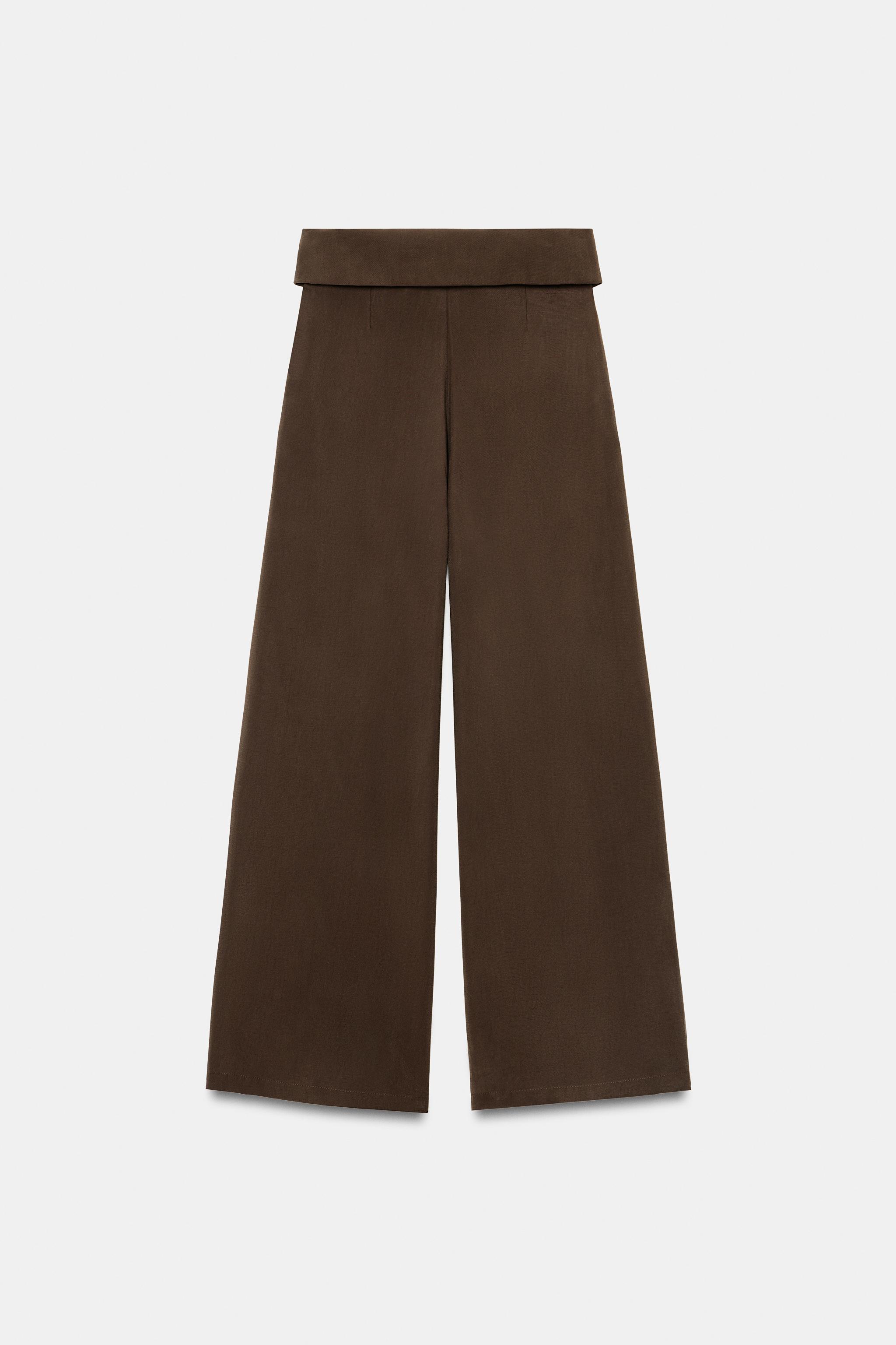 PLEATED PANTS WITH FOLD-OVER WAIST