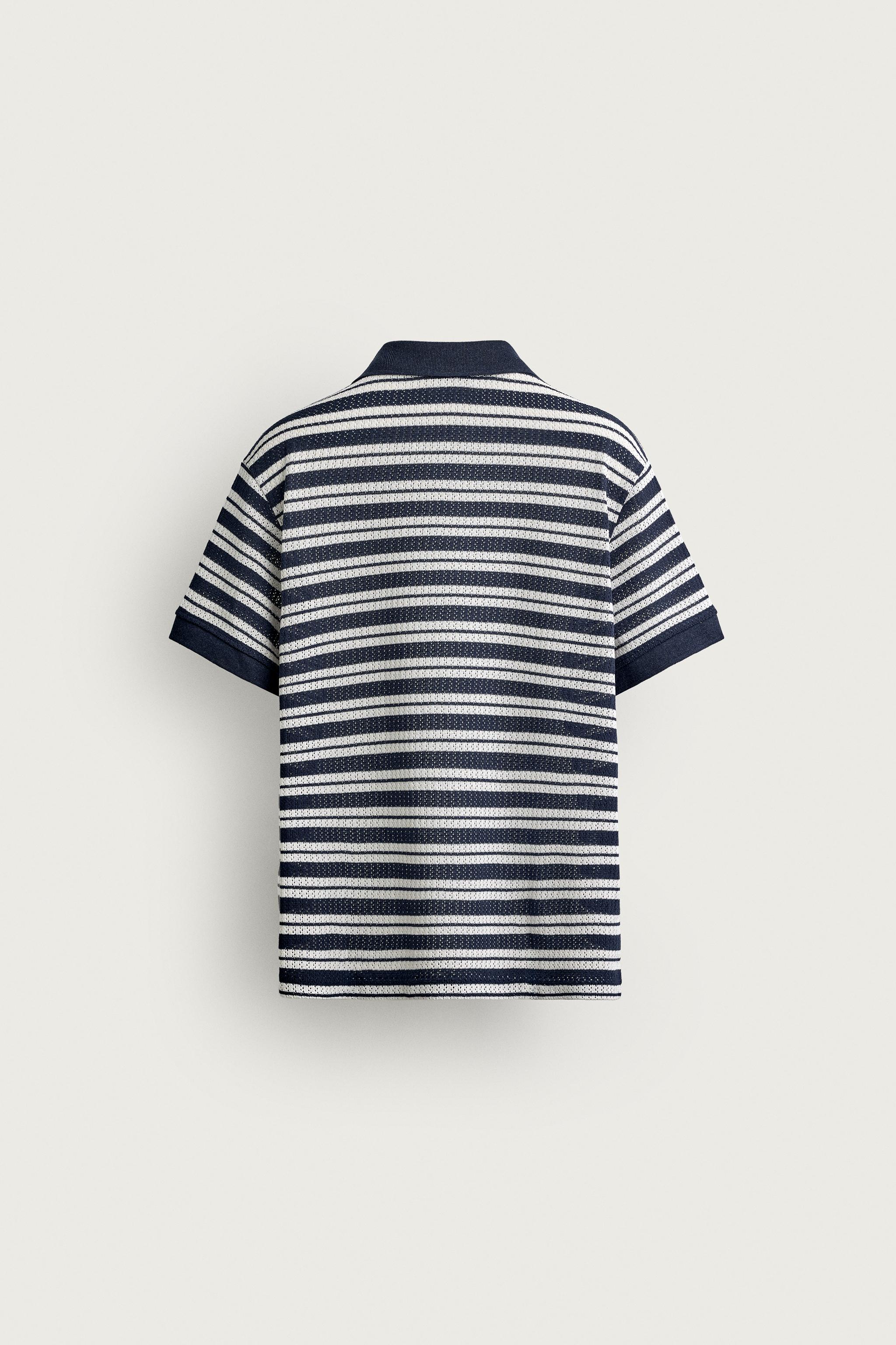 Мужские рубашки Zara OPEN-STITCH REGULAR FIT POLO SHIRT — фото 7