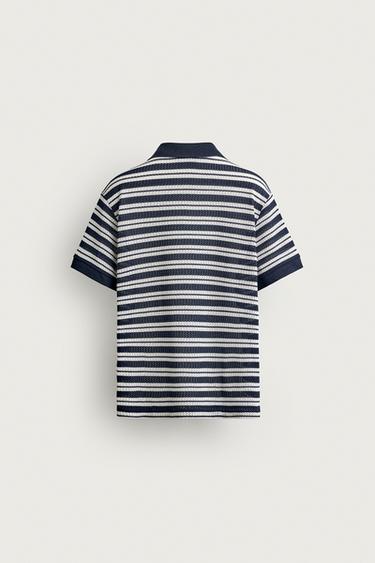 POLO REGULAR FIT À STRUCTURE AJOURÉE - Bleus marine / Écrus de Zara - Image 6