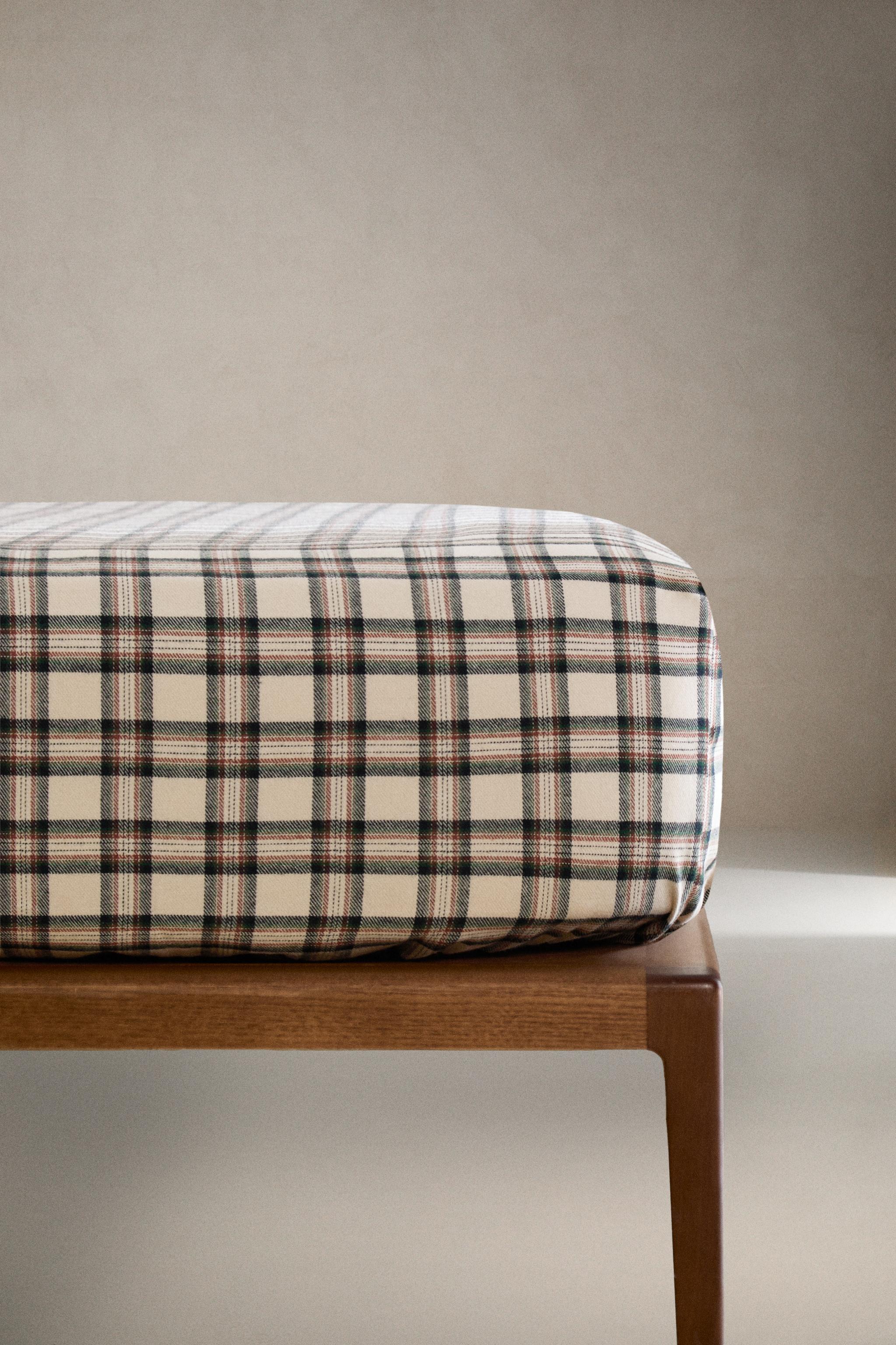 CHILDREN'S CHRISTMAS CHECK FLANNEL FITTED SHEET - Multicolored