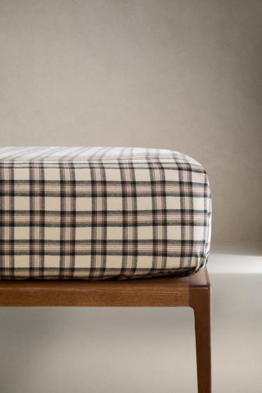 CHILDREN’S CHRISTMAS CHECK FLANNEL FITTED SHEET - Multicoloured by Zara