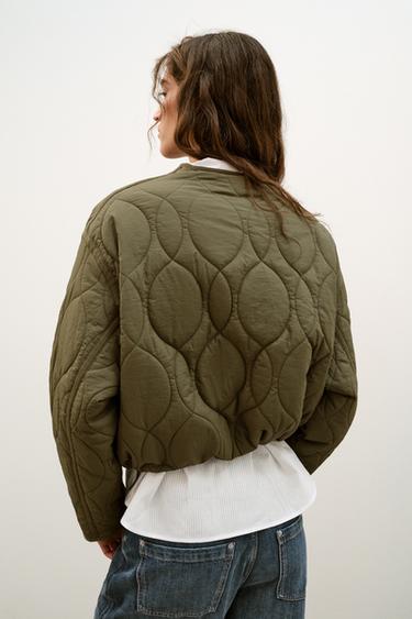 BLOUSON COURT MATELASSÉ - Kaki de Zara - Image 5