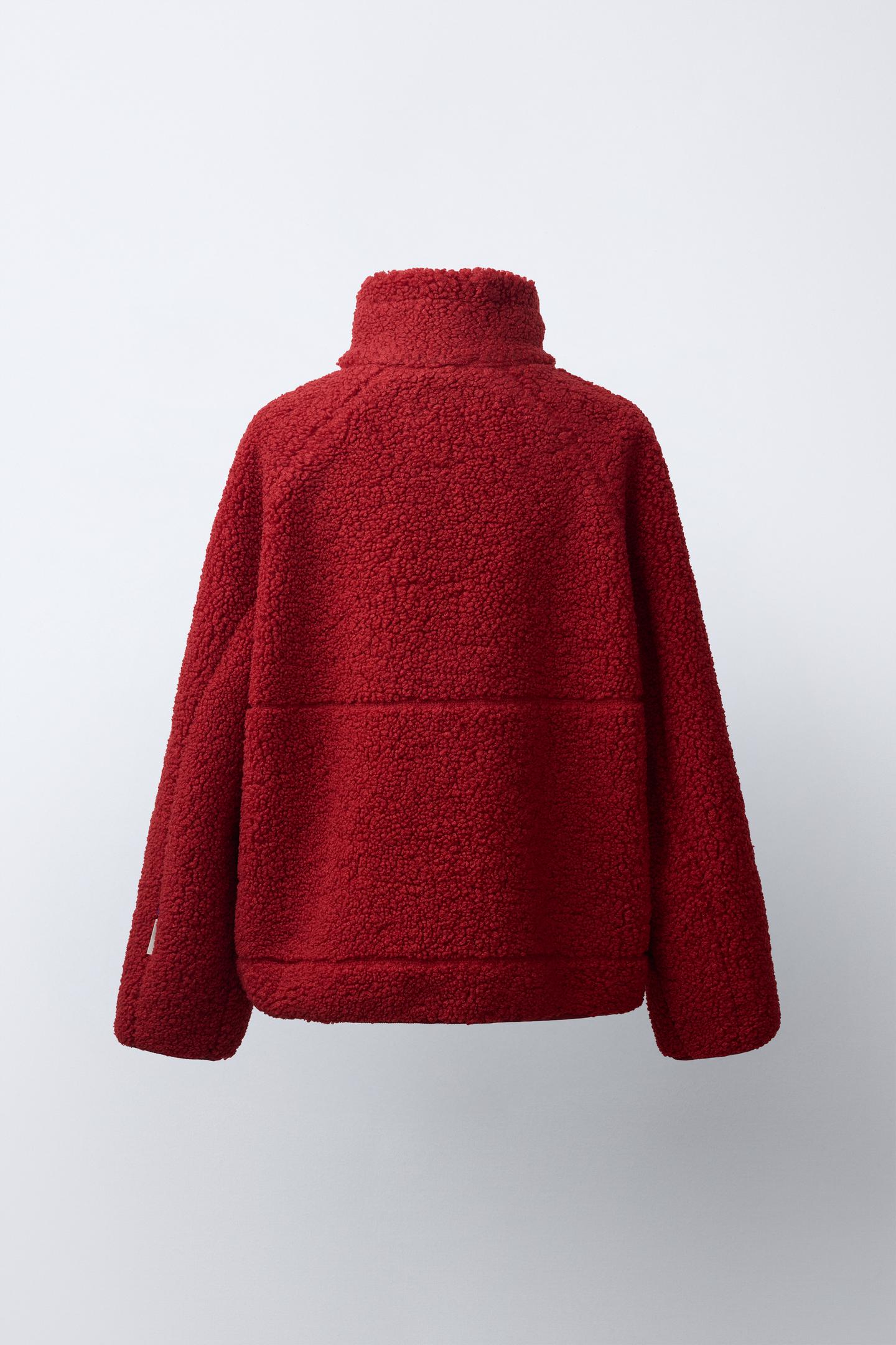 Детская куртка Zara Shearling, цвет: Красный — фото 4