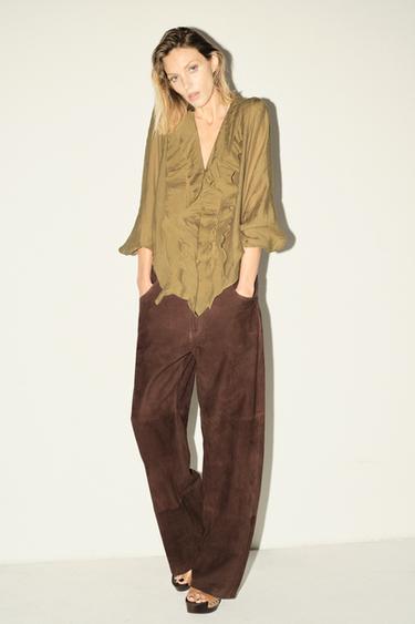 ZW COLLECTION RUFFLED SHIRT - Mustard by Zara - Image 0