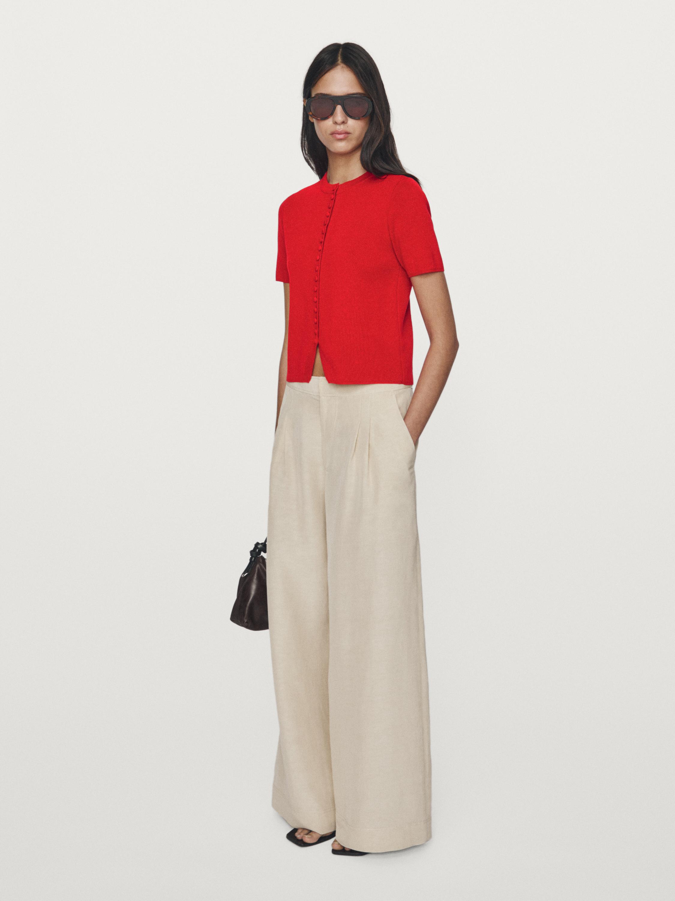 Cardigan à manches courtes et boutons fantaisie