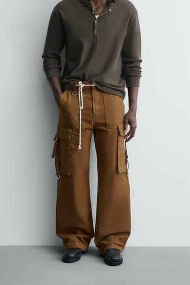 Zara CARGO PANTS WITH POCKETS - Brown
