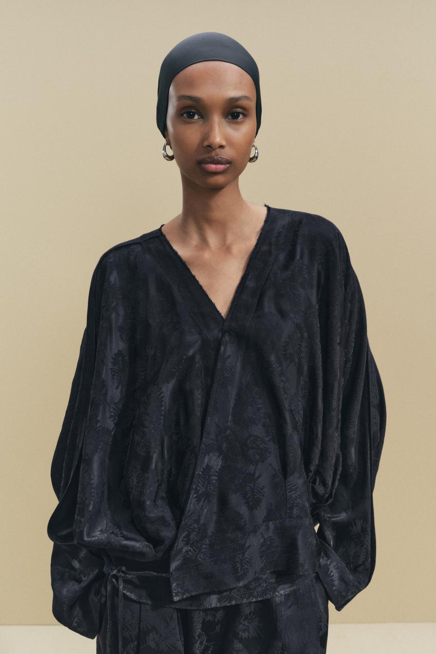 ジャカード キモノ ZW COLLECTION - ブラック | ZARA Japan / 日本