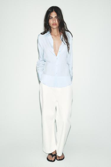 CAMISA FLUIDA ZW COLLECTION - Azul-celeste da Zara