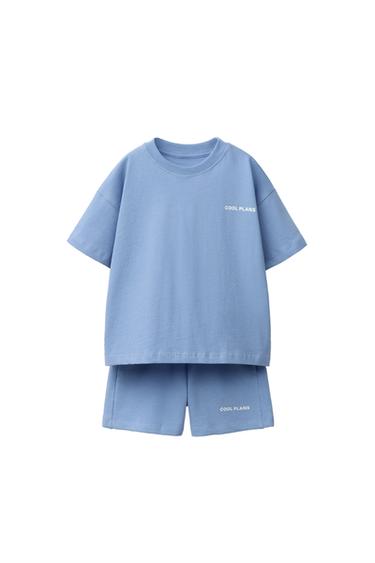 طقم JOGGING تيشرت وبرمودا بنص - أزرق الخاص بـ Zara