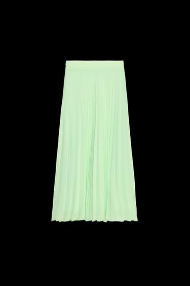 PLEATED MIDI SKIRT - Pastel green by Zara