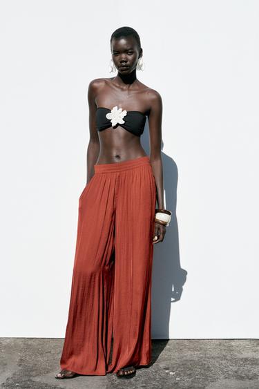 WIDE FLOWING TROUSERS - Terracotta by Zara - Image 0