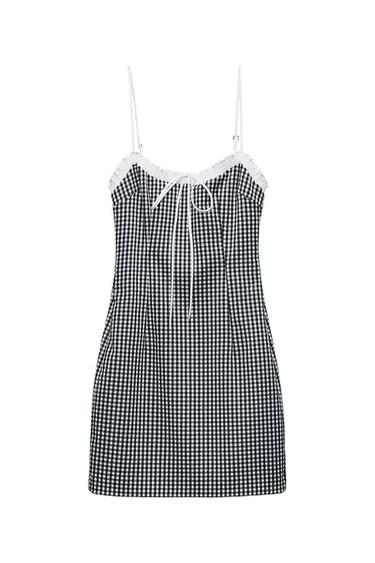 CONTRAST GINGHAM CHECK DRESS