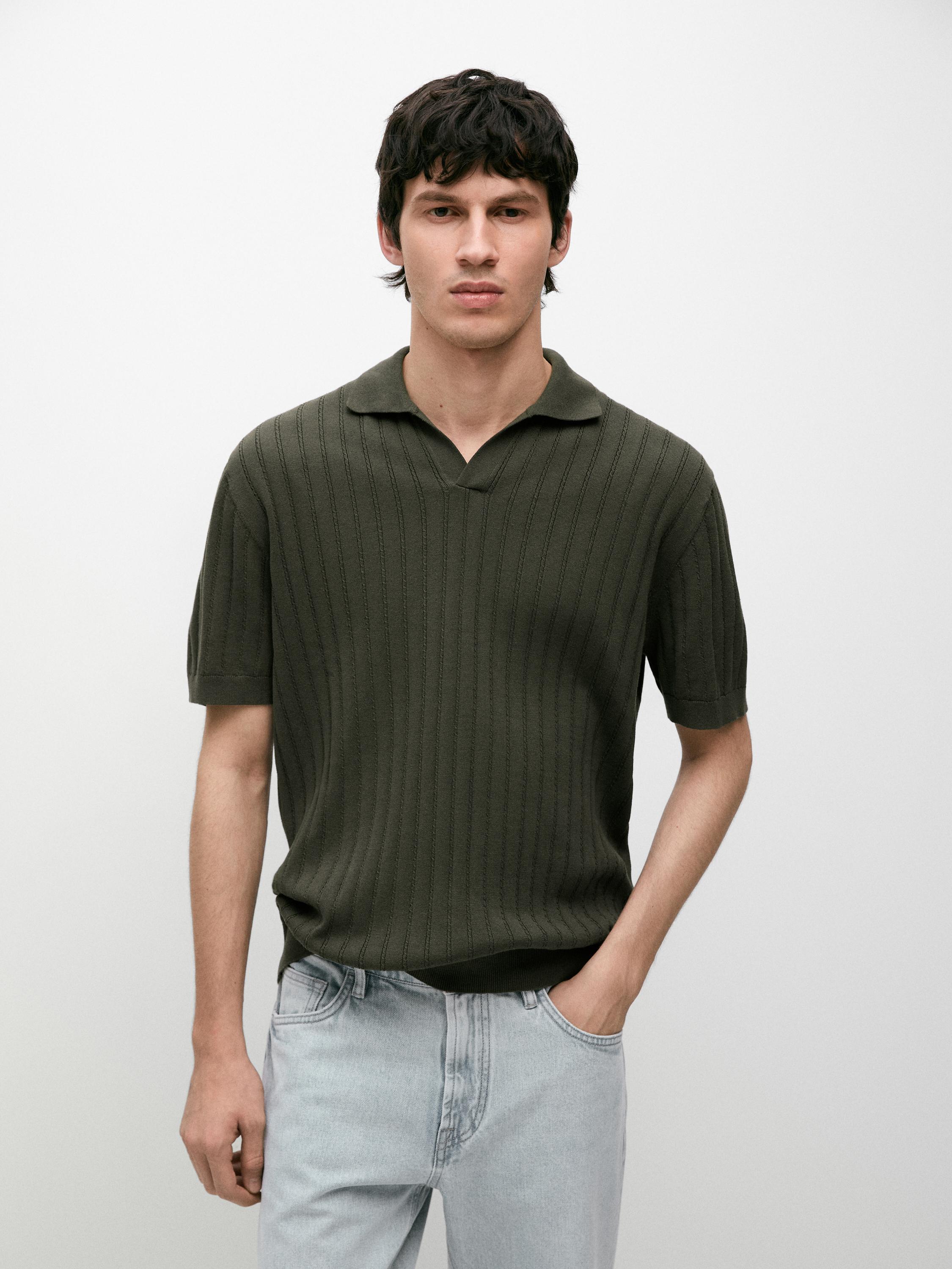 Cable-knit polo sweater