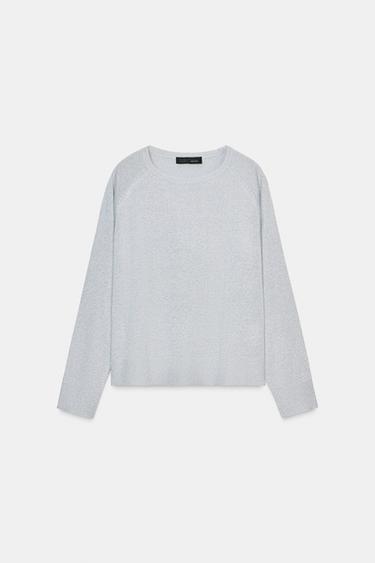 Zara BASIC KNIT METALLIC THREAD JUMPER -