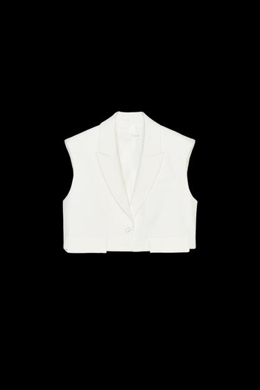 Zara SHORT FLAP VEST - Ecru - Image 0