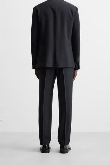 HERRINGBONE SUIT TROUSERS - Navy blue by Zara - Image 2