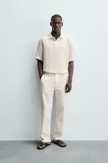 Zara REGULAR FIT PANTS - Oyster-white