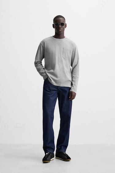 ФУТБОЛКА С КАРМАНОМ — СЕРЫЙ С МЕЛАНЖЕВЫМ ЭФФЕКТОМ от Zara — изображение 0