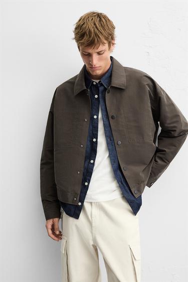 CROPPED FIT JACKET - Dark brown by Zara - Image 4