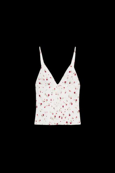 TOP TIRANTES PLIEGUES - Crudo / Rojo de Zara