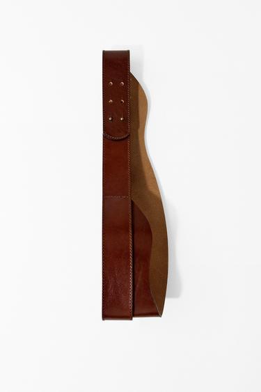 Zara 100% LEATHER WAIST BELT WITH BUCKLE - Brown