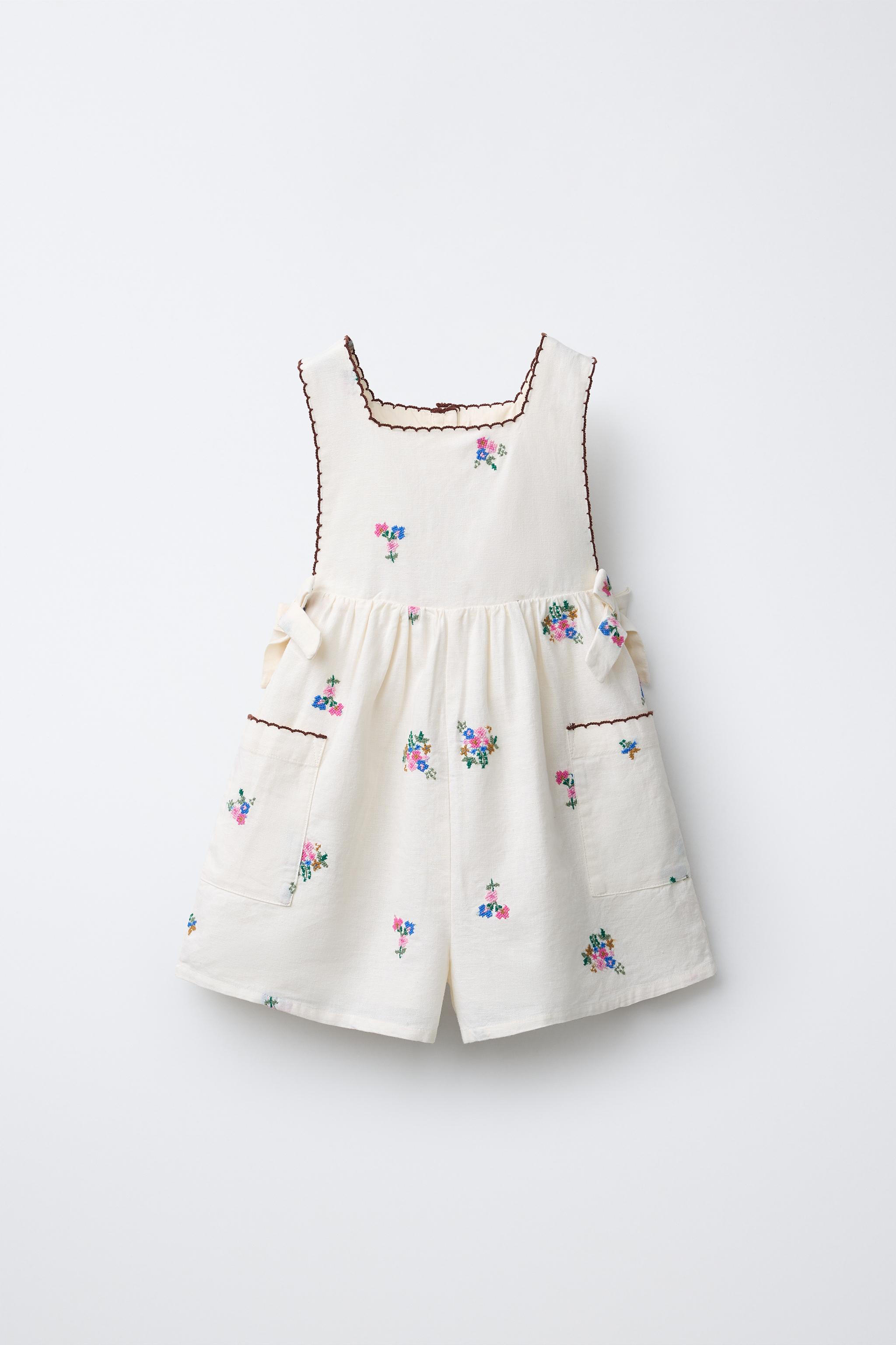 EMBROIDERED SHORT JUMPSUIT - Ecru | ZARA United States EMBROIDERED SHORT JUMPSUIT - Ecru | ZARA United States