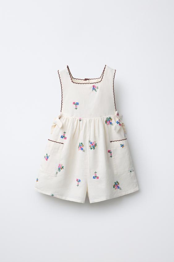 EMBROIDERED PLAYSUIT - Ecru by Zara - Image 0