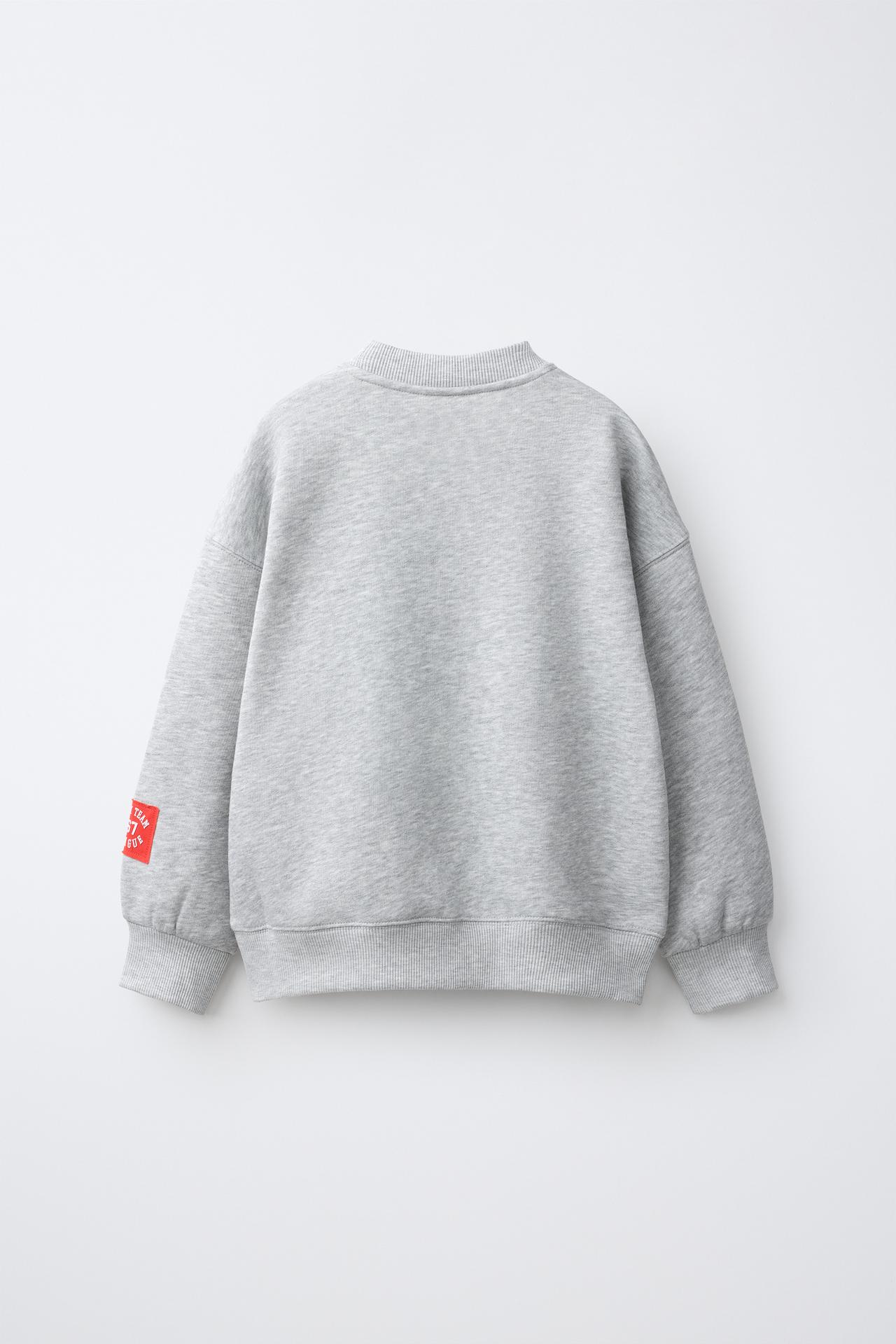 TEAM SIX SEVEN FLOCK PRINT SWEATSHIRT — Gray marl
