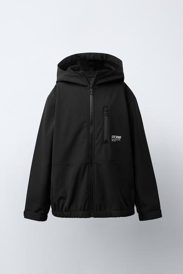 WATER-REPELLENT TECHNICAL HOODED JACKET - Black by Zara - Image 0