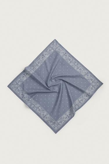 Zara PAISLEY PRINT BANDANA - Light blue marl