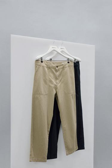 Zara ISPRANE PANTALONE RAVNOG KROJA – isprano zelena