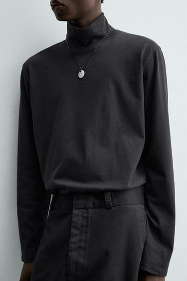 T-SHIRT À COL CHEMINÉE - Bleu marine foncé de Zara - Image 4