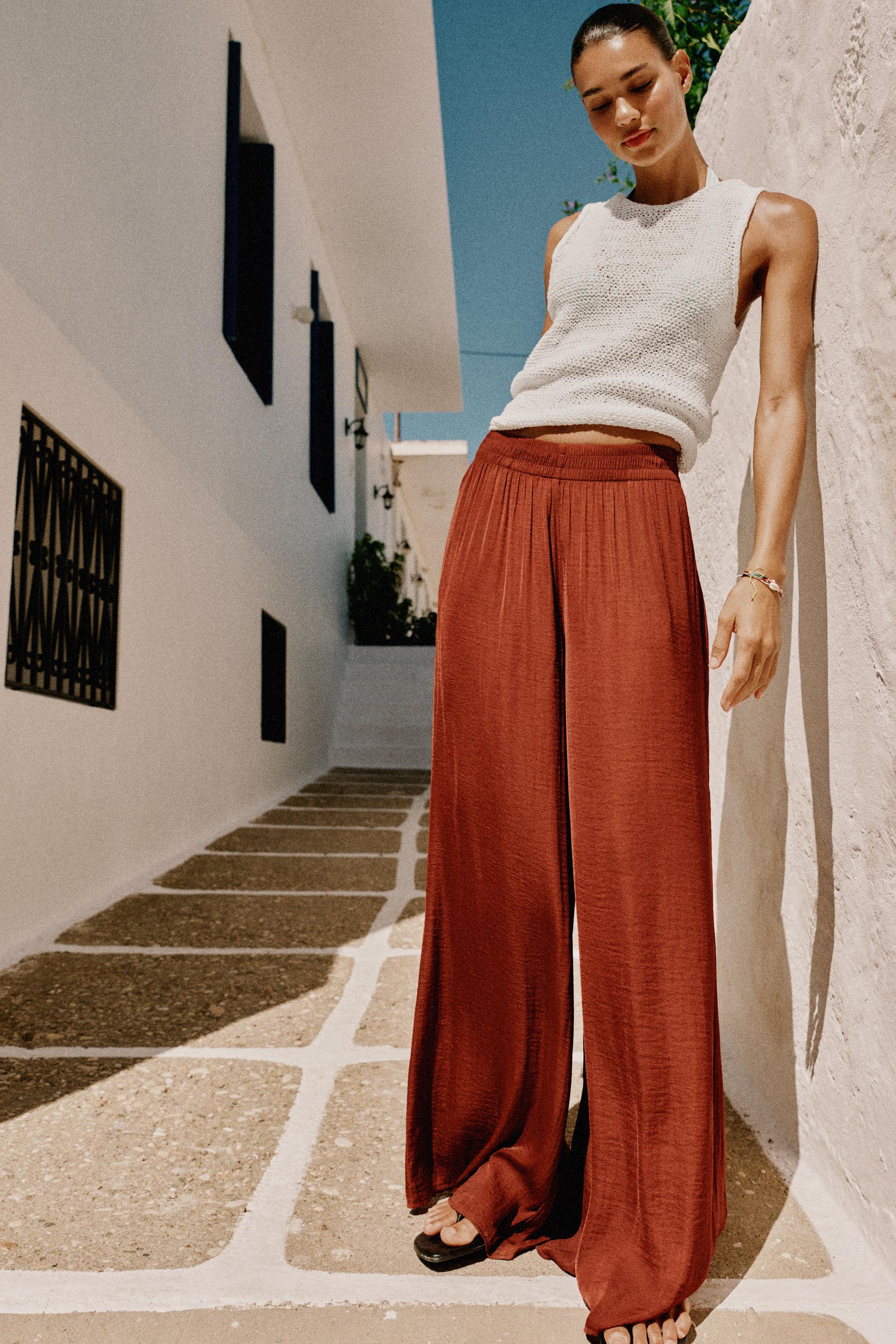 FLOWY WIDE LEG PANTS — Terracotta