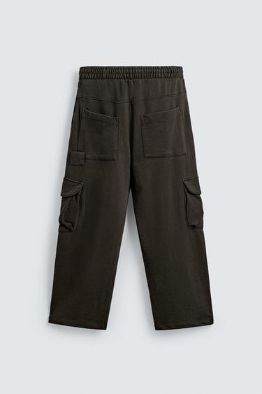 Zara WASHED CARGO PANTS - Brown