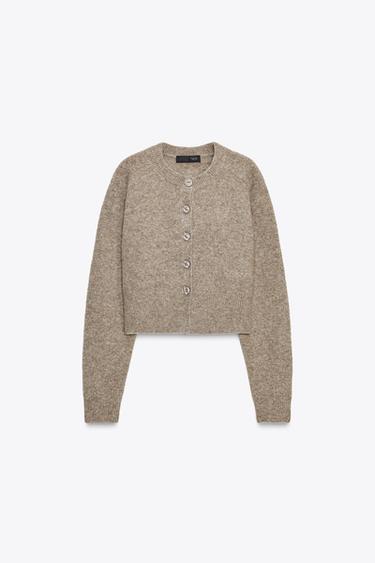 BUTTON CARDIGAN - Metal brown by Zara - Image 4