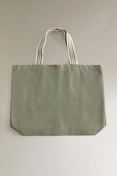 FABRIC TOTE BAG - Green by Zara