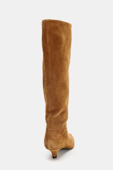 SUEDE HEELED BOOTS - Brown by Zara - Image 5