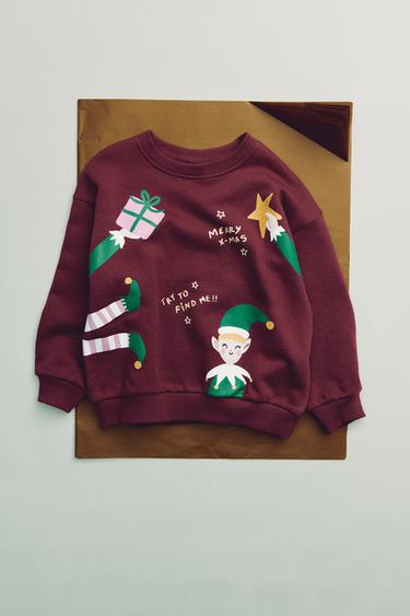 PRINTED ELVES SWEATSHIRT - Burgundy by Zara