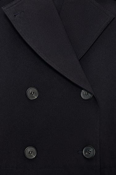SHORT DOUBLE-BREASTED TRENCH COAT - Navy blue by Zara - Image 7