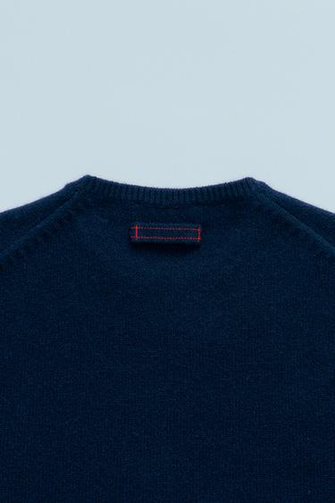 WOOL KNIT SWEATER - Navy blue by Zara - Image 4