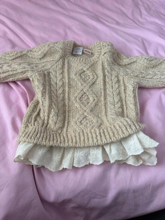 zara cable knit sweater dress CONTRAST CABLE-KNIT SECOND HAND iwd26