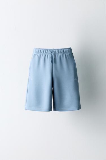 SPORTY BERMUDA SHORTS WITH SLOGAN - Green / Blue by Zara