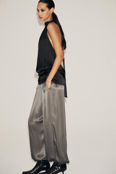 SATIN BALLOON TROUSERS - Light grey by Zara - Image 2