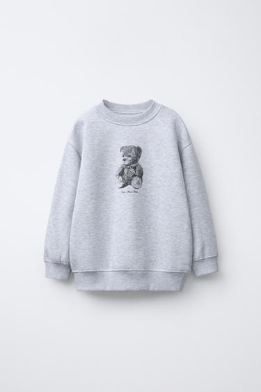 BEAR PRINT SWEATSHIRT - Grey marl by Zara