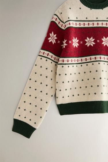 PULL JACQUARD DE NOËL - Vert de Zara - Image 2