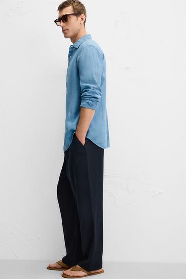 PANTALON COUPE DÉCONTRACTÉE EN LYOCELL - Bleu marine de Zara - Image 5