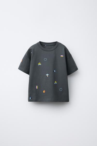 CAMISETA ESTAMPADA - Gris antracita de Zara