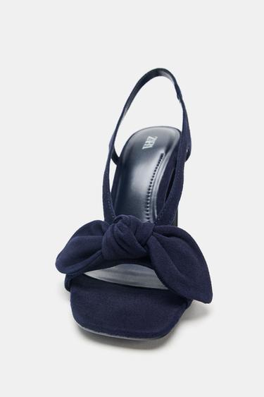 SUEDE BOW HIGH-HEEL SANDALS - Blue by Zara - Image 5