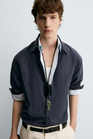 RELAXED FIT FLOWING SHIRT - Dark navy by Zara - Image 4