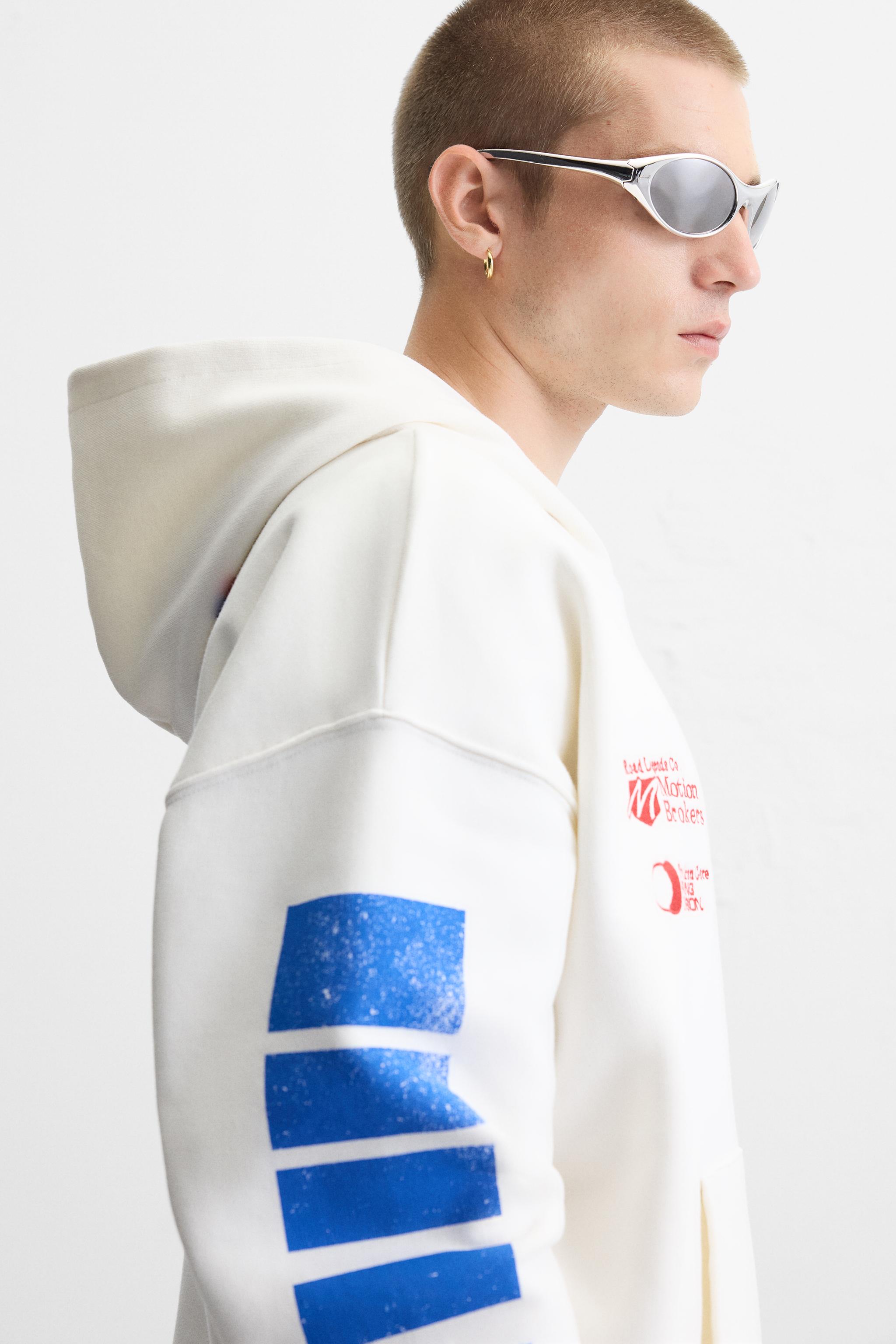 安心★関税込み★ZARA★RACING PRINT HOODIE RACING PRINT HOODIE - Oyster-white | ZARA United States